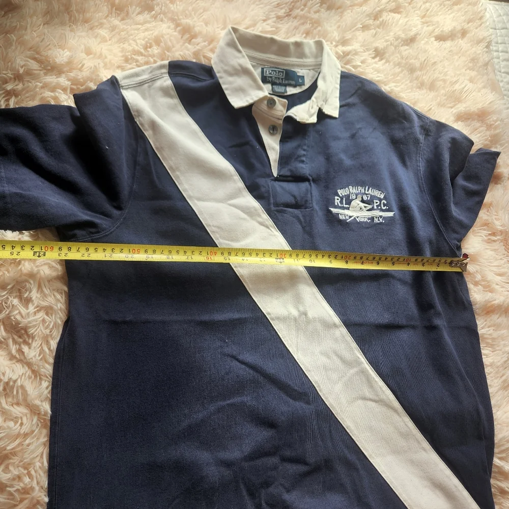 Polo by Ralph Lauren Navy and Cream Diagonal Stripe Shirt